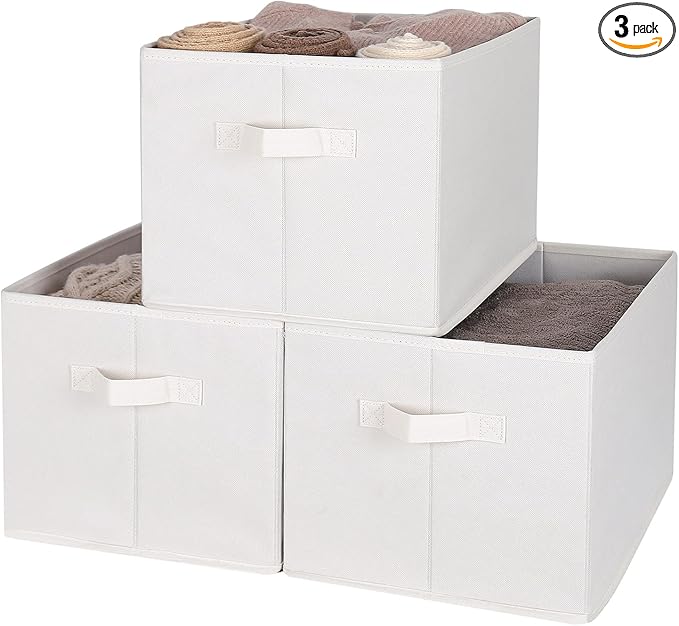 WUIKE 3 Pack Extra Large Fabric Storage Bins, Sheets and Blankets by WUIKE