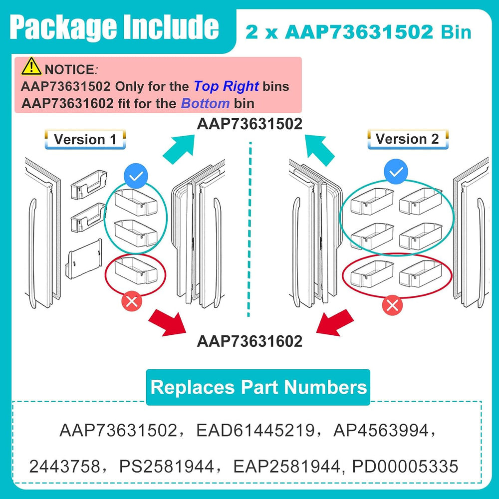 AAP73631502 Refrigerator Door Shelf Basket Bin (Top Right) Compatible with lg...