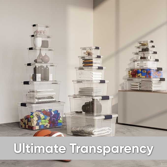 Superio Storage Bins with Lids- 4 Pack, 7.4 Qt Clear Boxes - Image 6