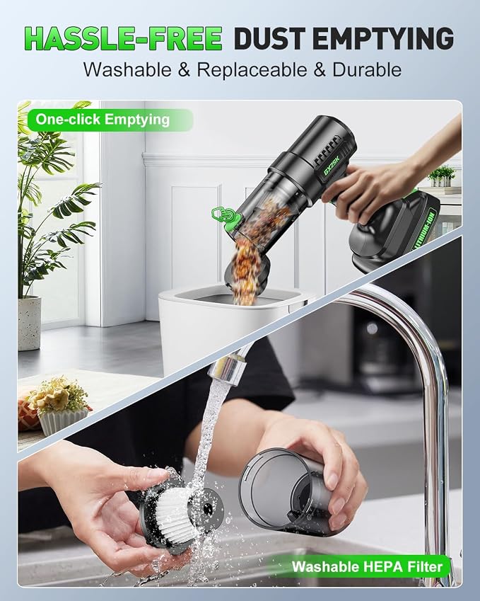 Handheld Car Vacuum Cleaner Cordless 18000PA, 2 in 1 Air Duster & Vacuum Cleaner - Image 5