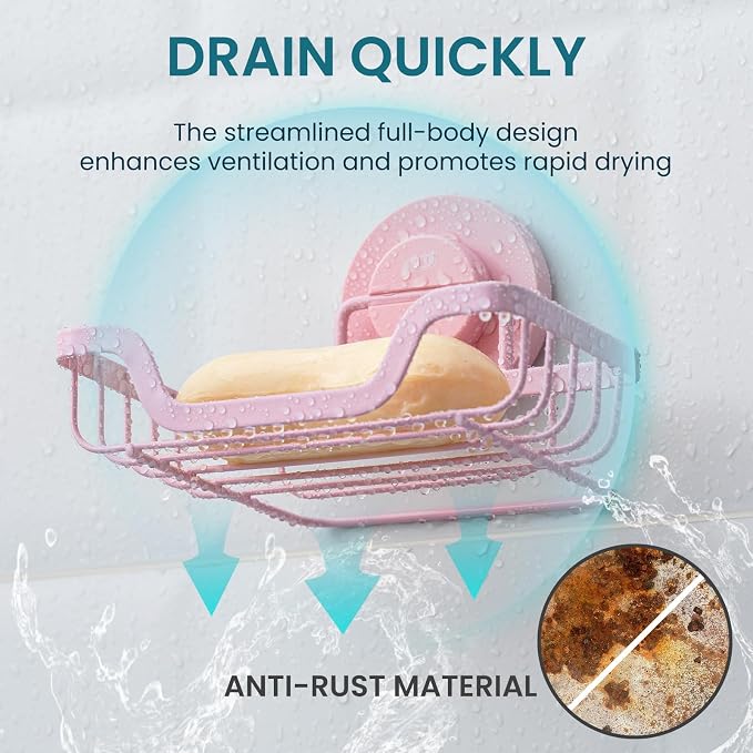 TAILI Soap Holder Bar Dish Suction Cup, Bar Shampoo Rack - Image 8
