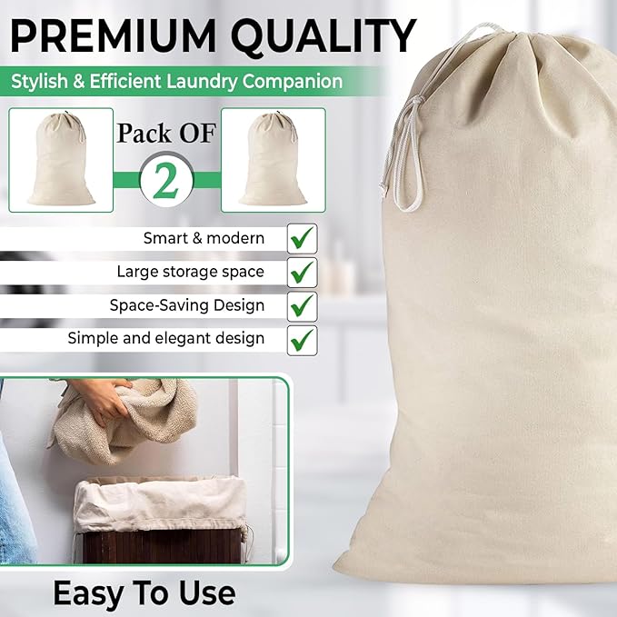 Large Cotton Laundry Bags 24x36 Inch - Image 3