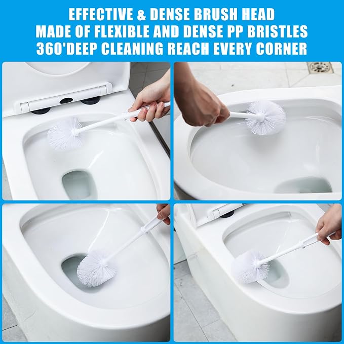 Mimorou 50 Pcs White Toilet Brush, Bathroom Toilet Bowl Brush, Soft Bristle - Image 3