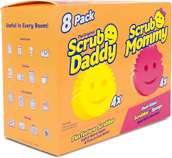 Scrub Daddy 4 Scrub Daddy Sponges & 4 Scrub Mommy Kitchen Sponges by ScrubDaddy