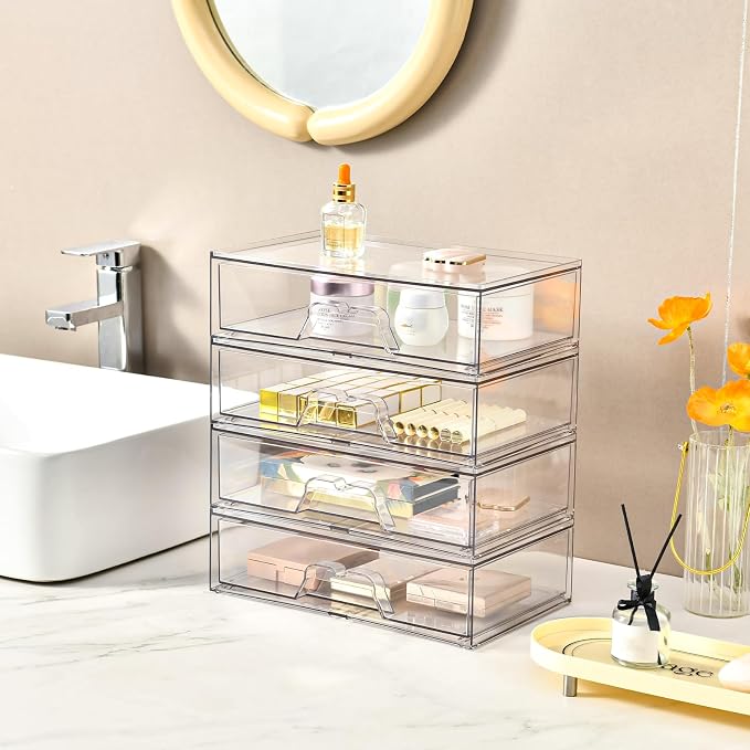 2 Pack Stackable Makeup Organizer, 12.1''L Acrylic Bathroom Organizer and - Image 6