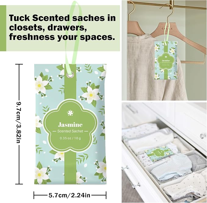 SCENTORINI Scented Sachets for Drawers and Closets, Jasmine Scent 14 Pack - Image 3