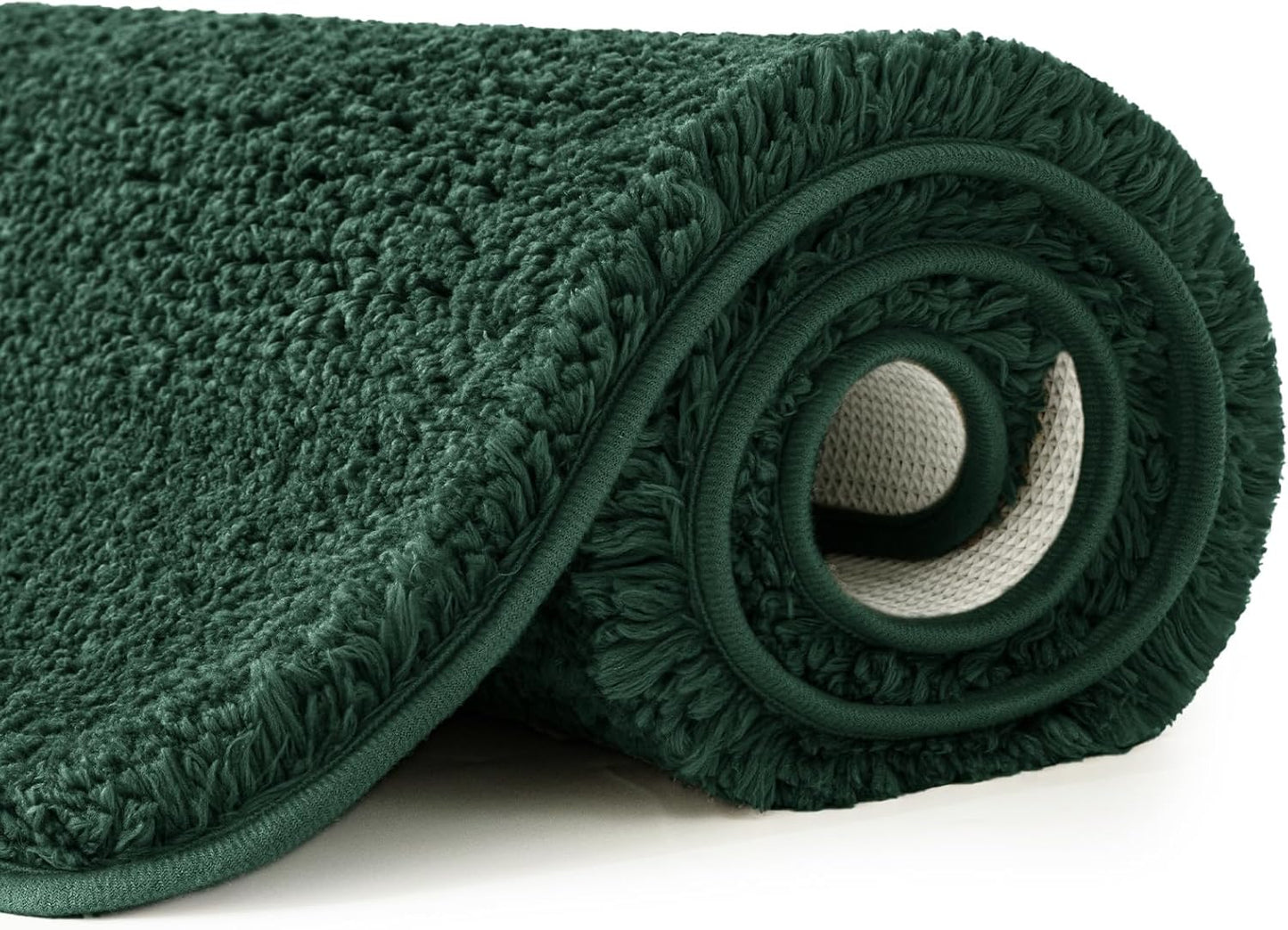MIULEE Dark Green Bathroom Rugs Set 2 Piece, Soft Absorbent Microfiber Bath Mat Set, Non Slip Quick Dry Machine Washable Plush Shaggy Bath Rugs for Bathroom Floor, Tub and Shower, 16x24 inches