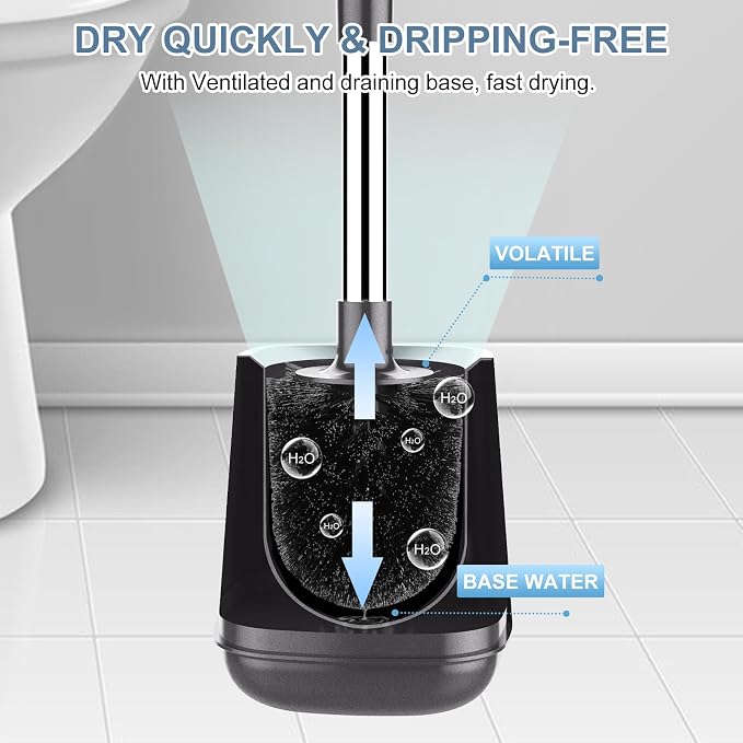SetSail Toilet Brush and Holder 2 Pack, Self Closing Lid Toilet Bowl Brushes - Image 5