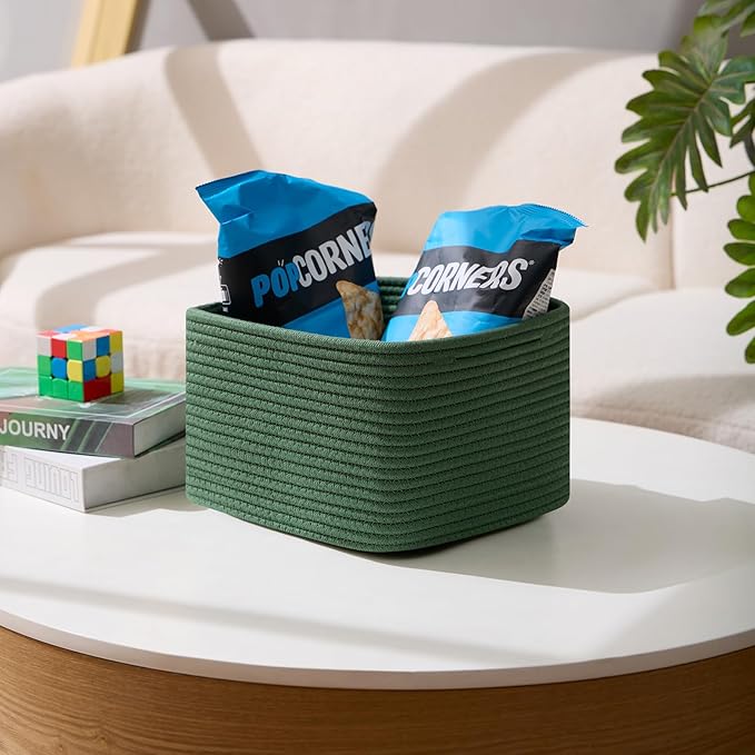 Small Organizing Baskets for Cubes Shelf, 9.7x9.7x7.1 Inch Rope Woven Storage - Image 5