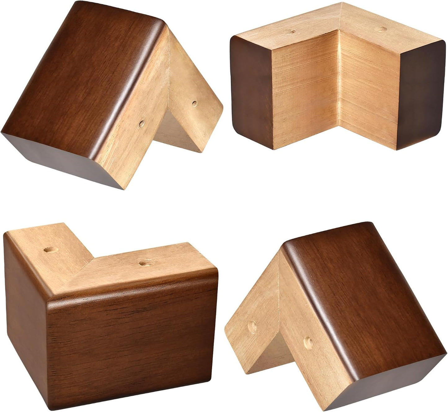 Solid Wood Legs for Furniture, L-Shaped Bed Risers, Furniture Legs for Sofa Couch Dresser Cabinet Table, Couch Sofa Feet, Furniture Risers, Bed Lifters 4 Pack