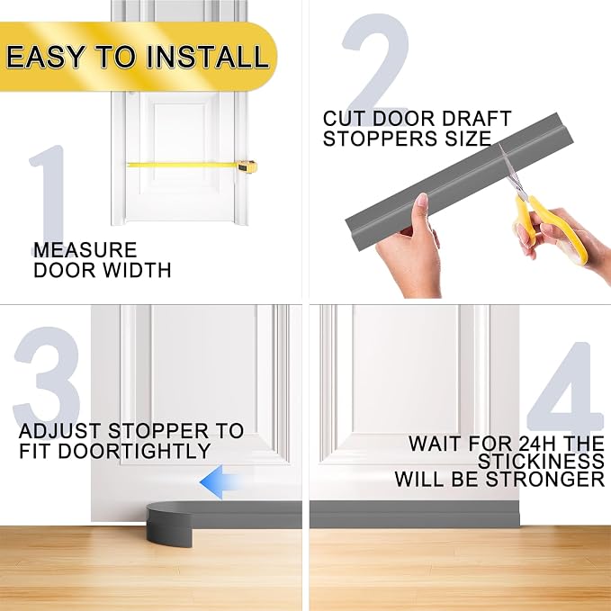 Door Draft Stopper, Door Sweep for Bottom, Weather Stripping Doors Seal Draft - Image 6
