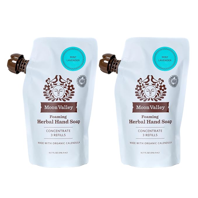 Moon Valley Foaming Hand Soap Refill Pouch, Two-Pack Mint Lavendar Soap by MoonValleyOrganics