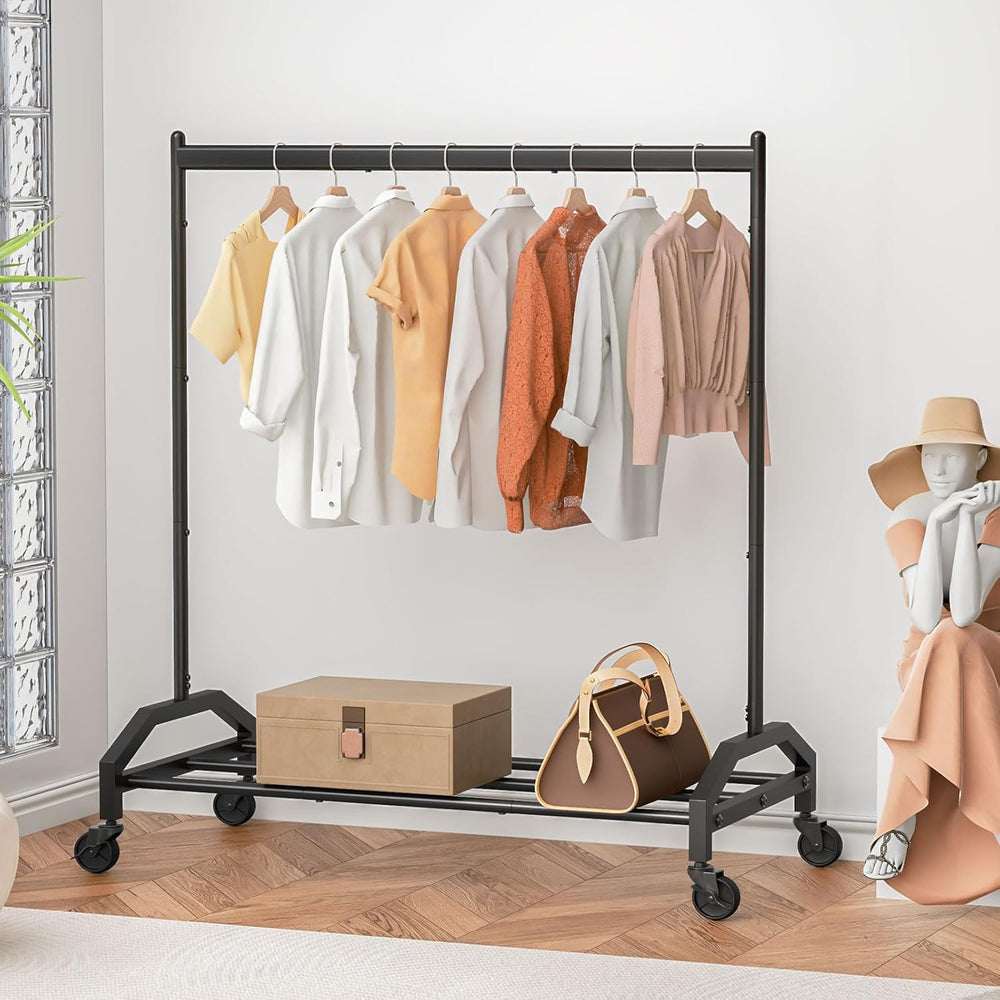 Wiracks Clothes Rack Clothing Rack with Wheels Rolling Clothing Rack for Hang...