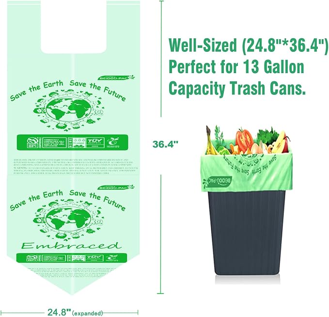 13 Gallon Compostable Trash Bags, Compost Bags Tall Kitchen Trash Bags - Image 2