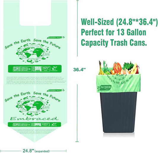 13 Gallon Compostable Trash Bags, Compost Bags Tall Kitchen Trash Bags - Image 2