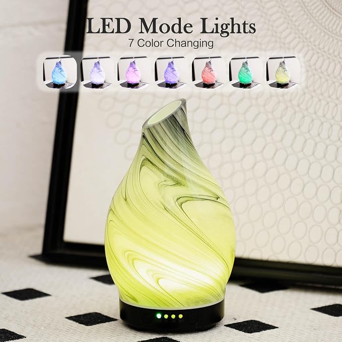 Porseme 150ml Essential Oil Diffuser Glass Color Changing Aroma Air Diffusers - Image 2