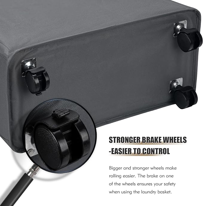 DOKEHOM 25-Inches Slim Laundry Basket on Wheels, Collapsible Rolling Laundry - Image 5