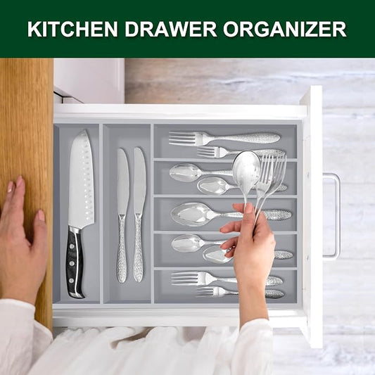 Bellsal Grey Utensil Organizer 12.5 Inch Silverware Tray - Image 2