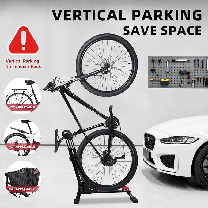 Heavy-Duty Floor Bike Stand, Freestanding Bicycle Storage Rack, Adjustable Dual - Image 7