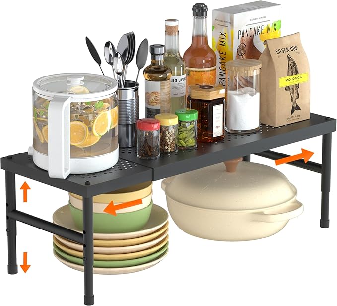 Expandable adjustable stackable kitchen organizer, Spice Racks, Counter Shelf by WELCOMETOHININGER