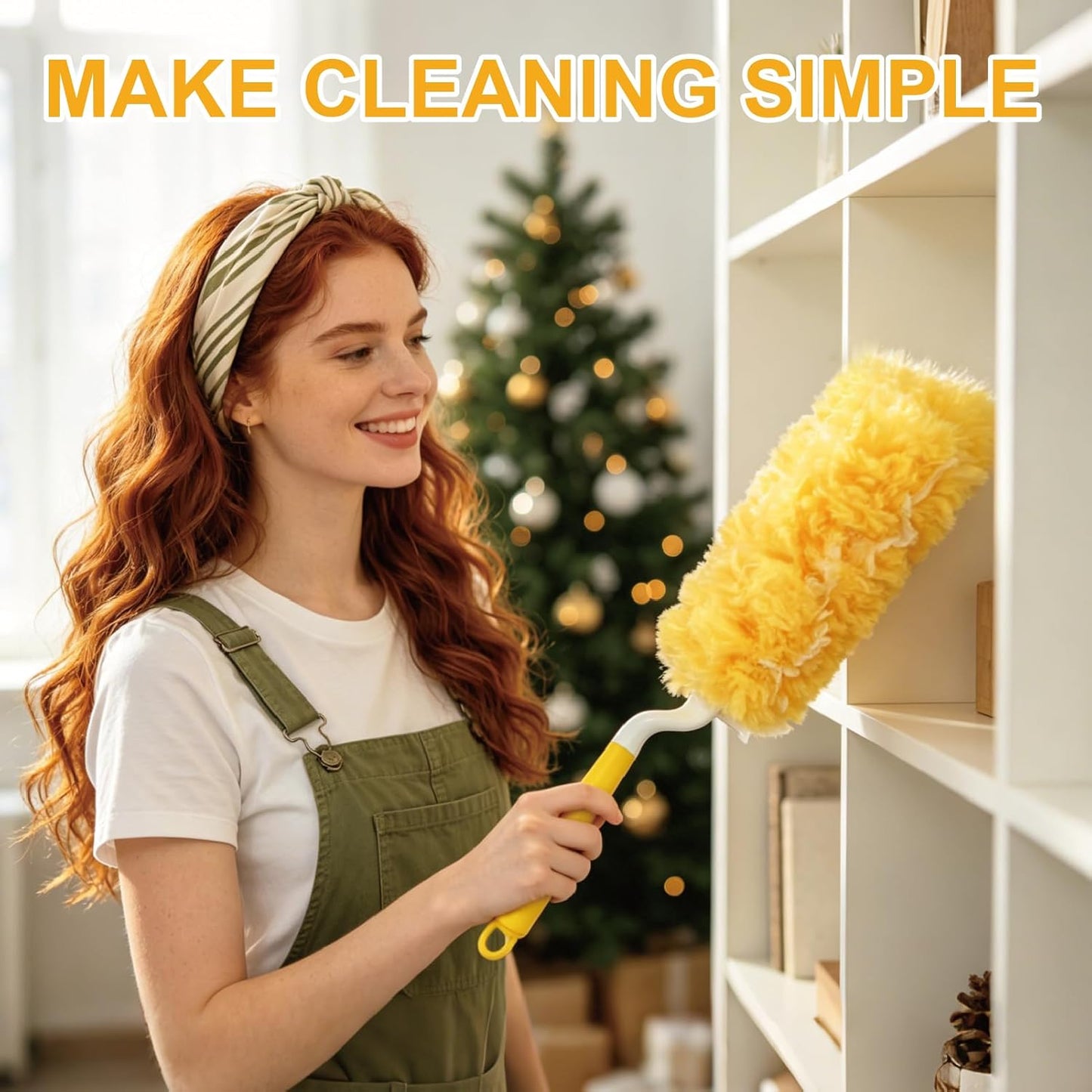 60 Count Heavy Duty Duster Refills for Swiffer, Multi Surface 360° Feather Duster with 2 Handle, Disposable Dusters Kit for Cleaning, Furniture, Blind, Ceiling Fan
