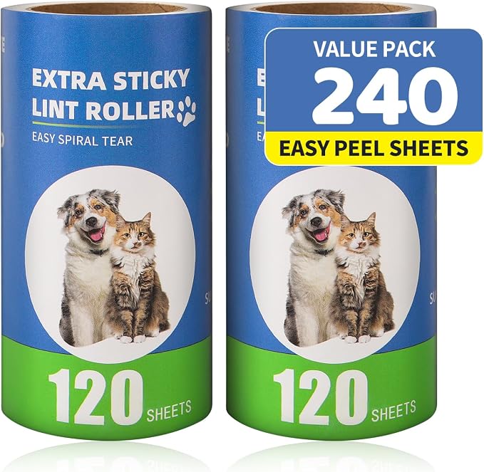 Extra Sticky Lint Roller Refills 2 Pack fit 3.8"-4" Standard Size Lint Roller by Bartuke