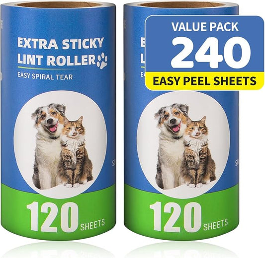 Extra Sticky Lint Roller Refills 2 Pack fit 3.8"-4" Standard Size Lint Roller by Bartuke
