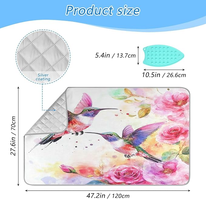 Watercolor Red Hummingbird Ironing Mat - Image 2