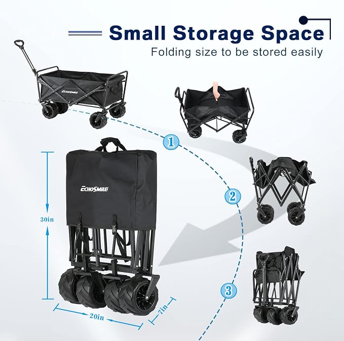 EchoSmile Heavy Duty 350 Lbs Capacity Collapsible Wagon, Outdoor Folding - Image 4