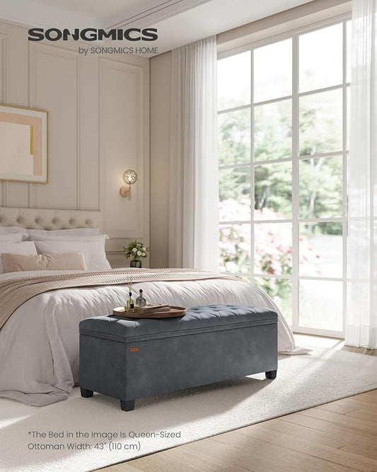 SONGMICS Velvet Storage Ottoman Bench, Foot Rest - Image 2