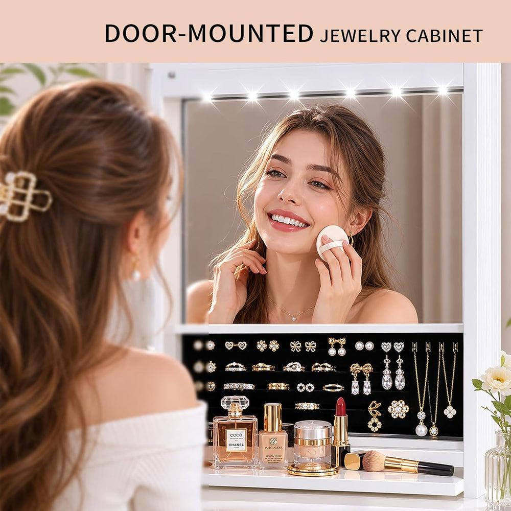 Over the Door Jewelry Organizer, Wall Mounted Jewelry Cabinet, Hanging Mirror...