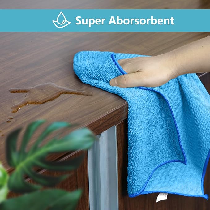 HOMEXCEL Blue Microfiber Cleaning Cloth, 100 Pack Cleaning Towels - Image 3