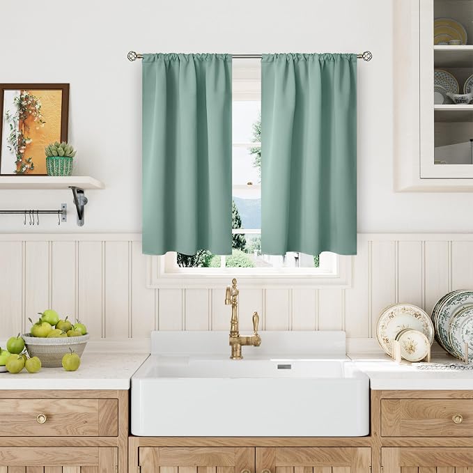 BGment Sage Green Blackout Curtains 45 Inches Long - Image 2