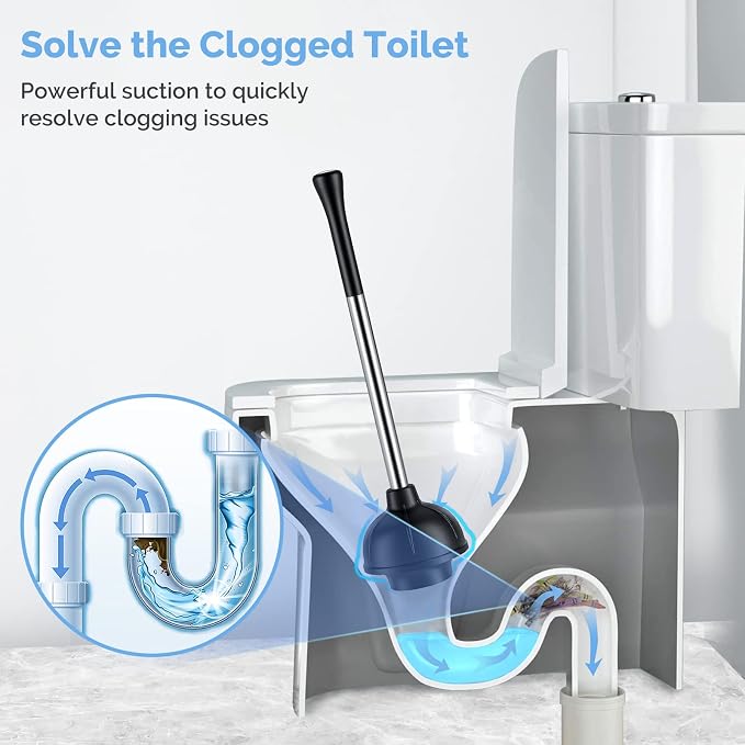 HAMITOR Toilet Plunger and Bowl Brush Set: 2 in 1 Stainless Steel Heavy Duty - Image 3