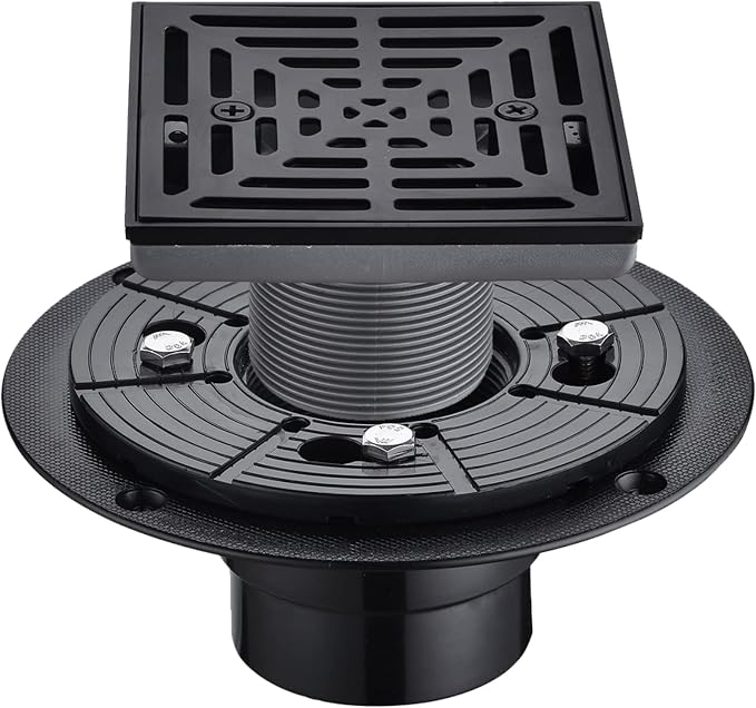 RANDOM 4 Inch Black Shower Drain Square by RANDOM