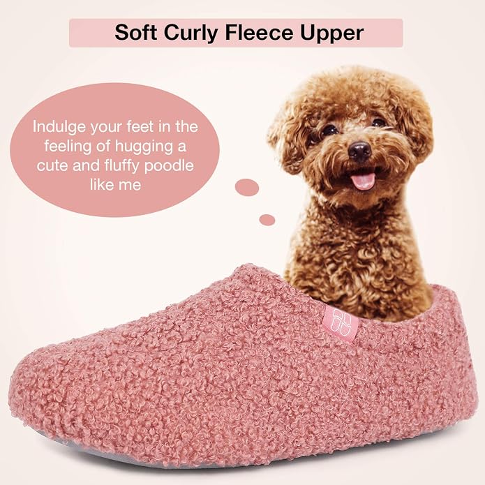 HomeTop Women's Fuzzy Curly Fur Memory Foam Loafer Slippers - Image 3