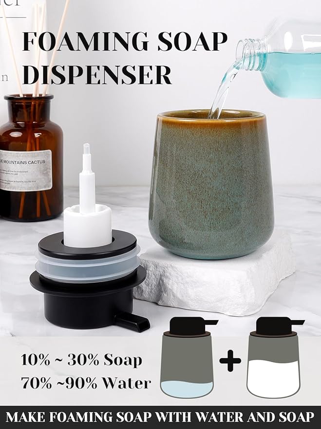 INGOFIN Ceramic Foaming Soap Dispenser -12oz Foam Hand Soap Dispenser Bathroom - Image 3