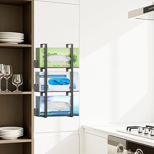 Glove Holder Dispenser for Wall Mount, Wall-Mounted Triple Rubber Box Holder - Image 4