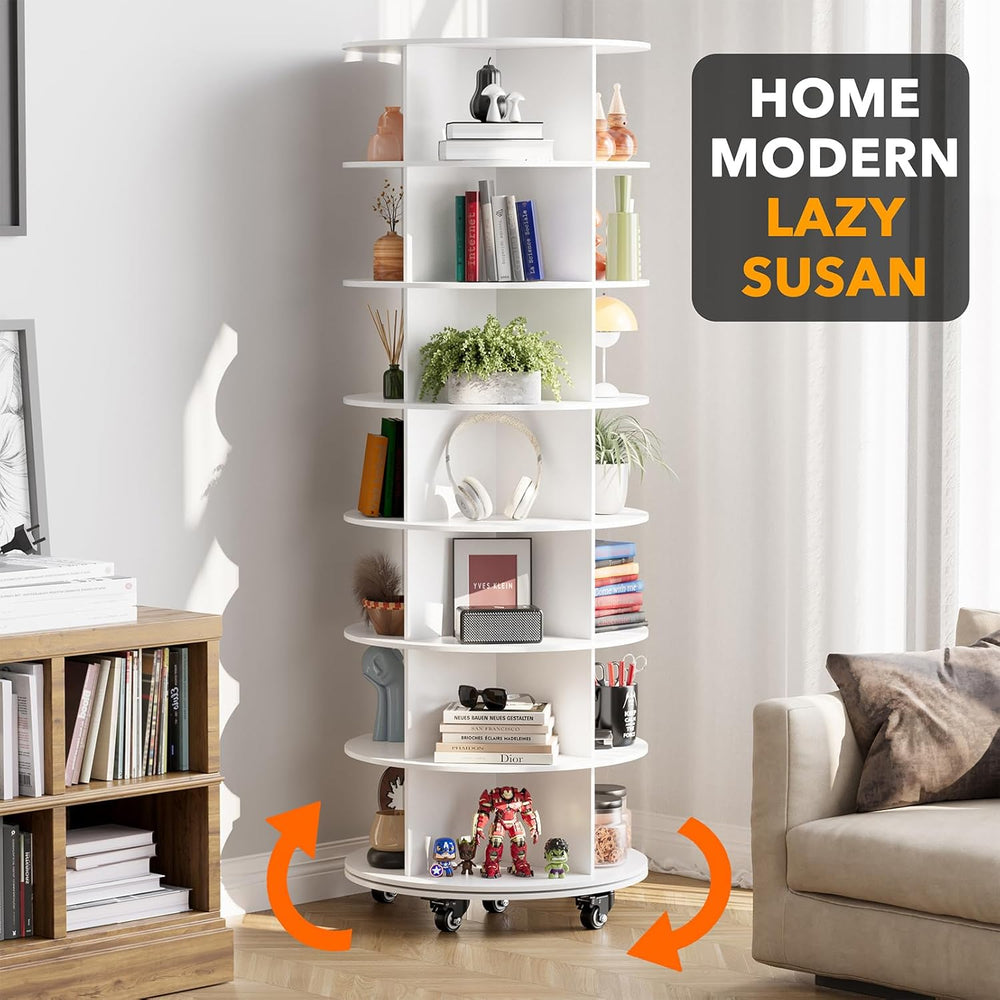 SpaceAid Spinning Shoe Rack with Wheels, 7 Tier Rotating Organizer Shoe Tower...