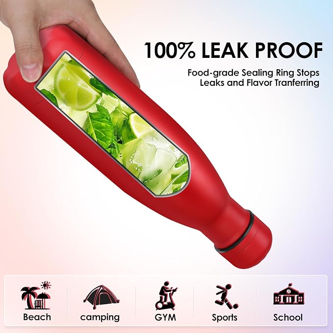 17oz Cola-Bottle Shaped Stainless Steel Leak-proof Water Bottle, Double Wall - Image 5