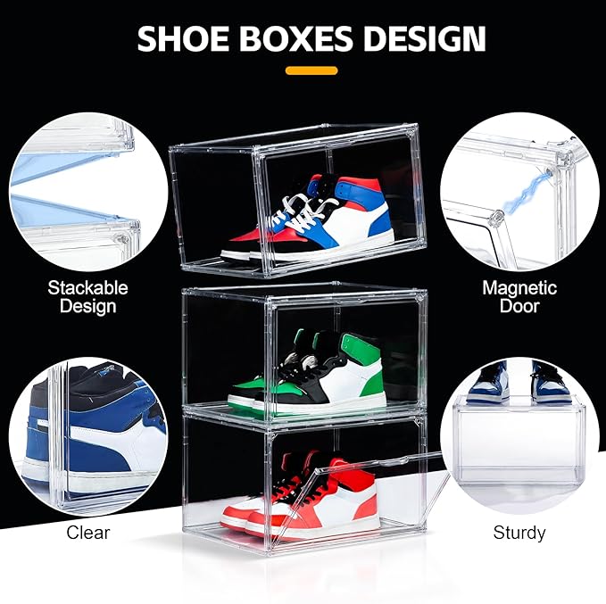 NYZE 12 Pack Acrylic Shoe Boxes Side Open, Shoe Storage Organizer - Image 3
