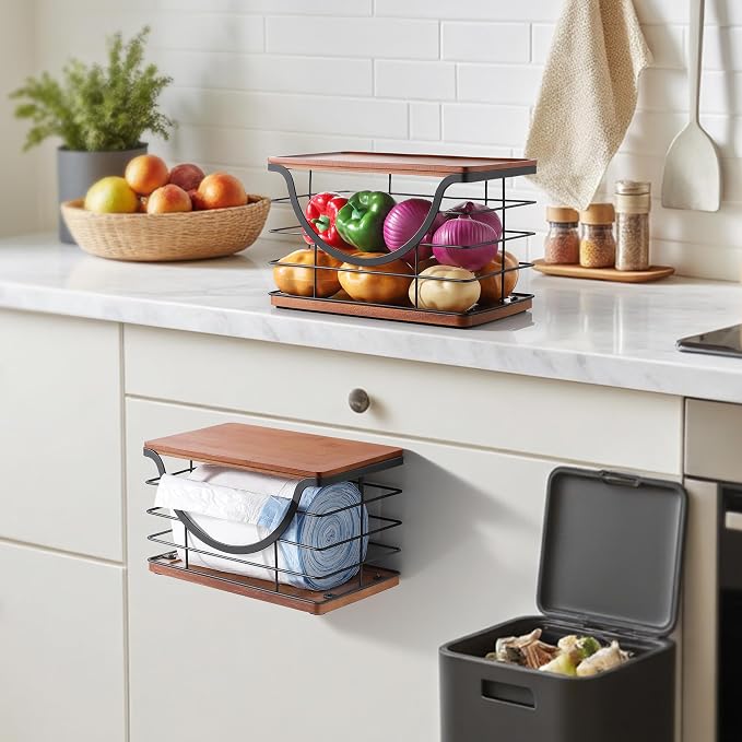 Extra Large Trash Bag Holder Stackable Kitchen Storage, 2 Pack Wall Mounted - Image 4