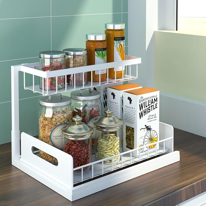 bukfen Under Sink Organizer, Pull Out Cabinet Organizer 2-Tier Slide Out - Image 8