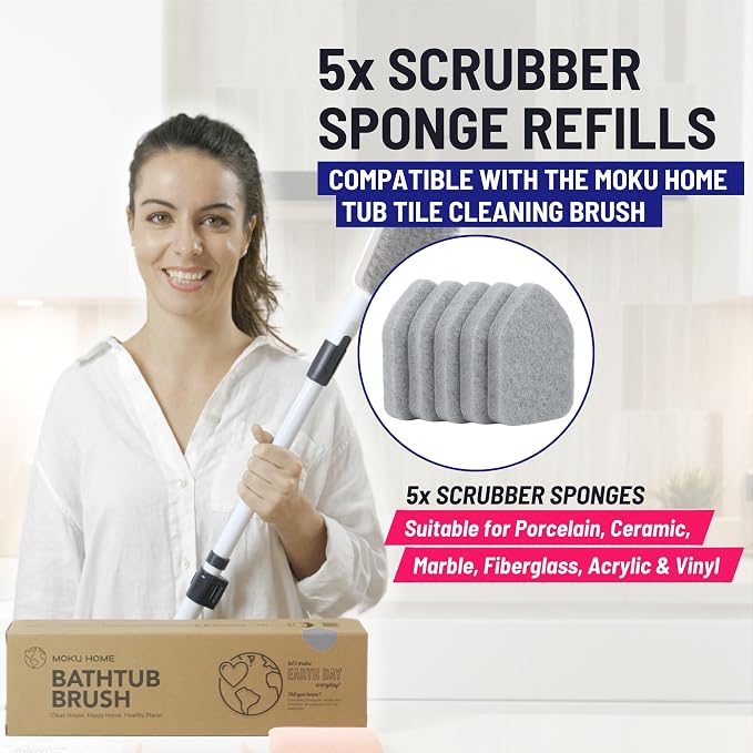 Replacement Scrubber Refill for Moku Home Extendable Tub Tile Shower Brush for - Image 2