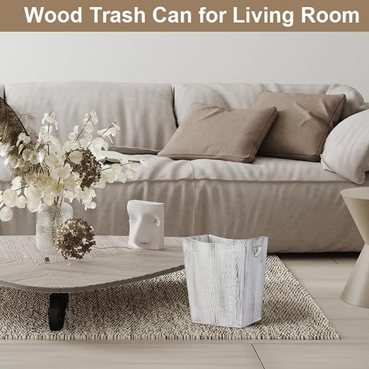 SEHERTIWY Wood Trash Can, Farmhouse Wastebasket Bin - Image 2