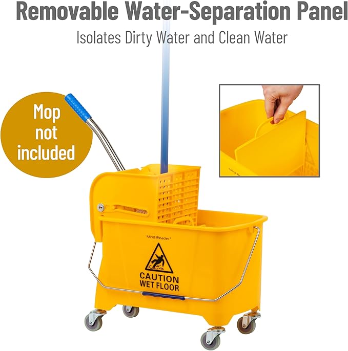 Mind Reader Mop Bucket with Wringer, 22 Qt, Floor Cleaning, 16.25"L x 10.75"W x - Image 7