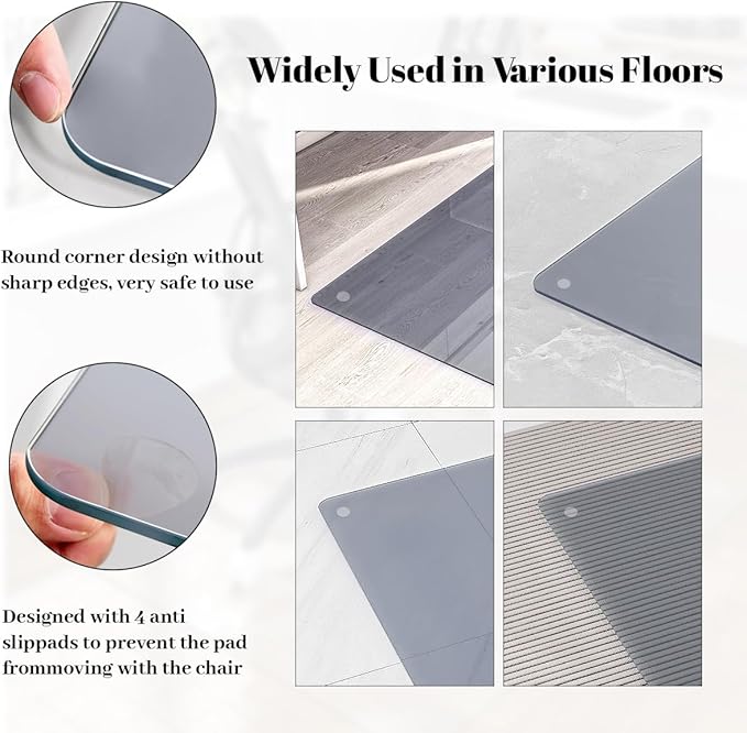 Tempered Glass Floor Mat for Office Chair, for Carpeted or Hard Floor, - Image 4