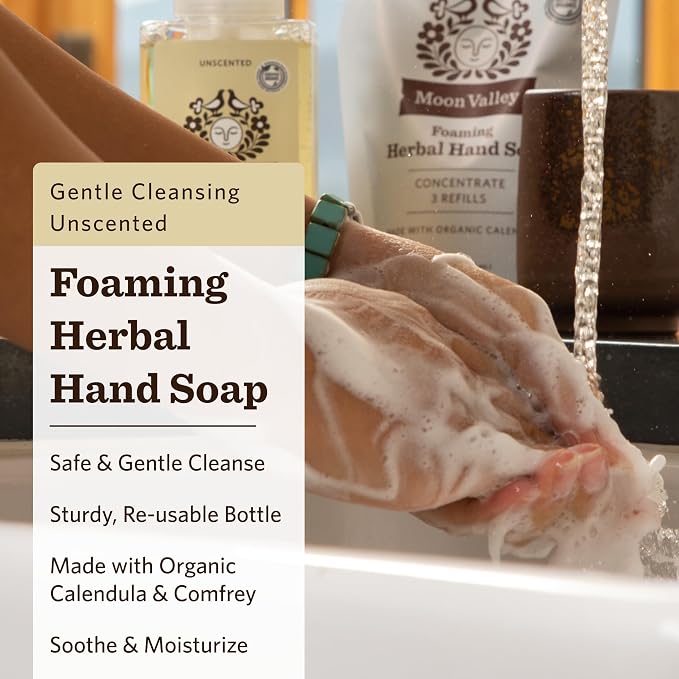 Moon Valley Herbal Foaming Hand Soap, Unscented Two Pack, Recyclable Bottle - Image 2