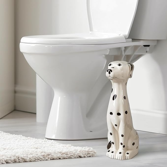 Allure Home Creation Dalmatian Dog White & Black 2-Piece Ceramic Toilet Brush - Image 6