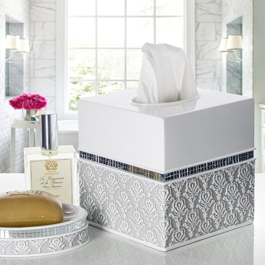 Creative Scents Mirror Damask Square Tissue Box Cover - Image 2